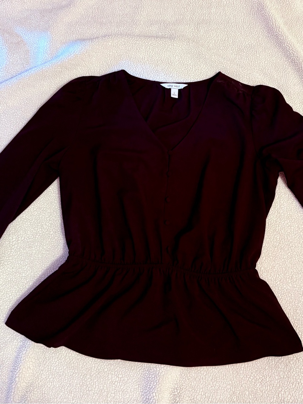 Nine West Women's Black Peplum Blouse